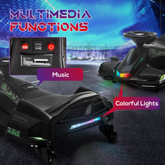 Aosom 12V Electric Drifting Go Kart w/ Slow Start, Music, Lights, Black