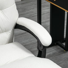Vinsetto Microfibre Executive Massage Office Chair, Computer Desk Chair, Reclining Chair with Footrest, Double-tier Padding, Swivel Wheels, Cream White