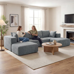 HOMCOM Modular Sectional Sofa, Boneless U-Shape Sectional Couch with 2 Ottomans, Dark Gray