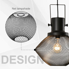 HOMCOM Industrial Pendant Light Fixtures with Adjustable Hanging Chain, Black