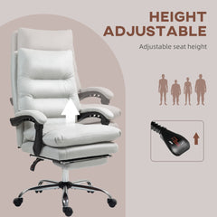 Vinsetto Microfibre Massage Office Chair, Heated Reclining Chair with Footrest, Double-tier Padding, Swivel Wheels, Light Gray