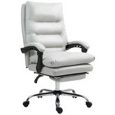 Vinsetto Microfibre Massage Office Chair, Heated Reclining Chair with Footrest, Double-tier Padding, Swivel Wheels, Light Gray