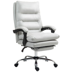 Vinsetto Microfibre Massage Office Chair, Heated Reclining Chair with Footrest, Double-tier Padding, Swivel Wheels, Light Gray