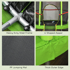 Outsunny Φ5FT Kids Trampoline with Enclosure Net for Age 3 to 6 Years Green
