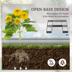 Outsunny Steel Raised Garden Bed, Set of 5 Large Box Planters for Outdoor Plants Vegetables Flowers Herbs, 8x8x1ft, Gray