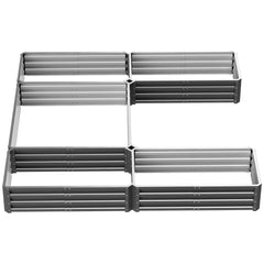 Outsunny Steel Raised Garden Bed, Set of 5 Large Box Planters for Outdoor Plants Vegetables Flowers Herbs, 8x8x1ft, Gray