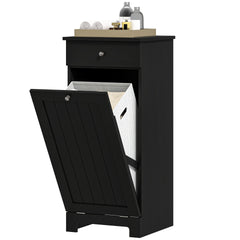 HOMCOM Laundry Hamper Cabinet, Laundry Cabinet with Tilt Out Laundry Basket and Drawer, Black
