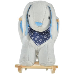 Qaba Kids Ride-On Rocking Horse Toy Bunny Rocker with Fun Play Music & Soft Plush Fabric for Children 18-36 Months