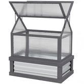 Outsunny Raised Garden Flower Bed Kit with Greenhouse, Wooden Cold Frame Planter, 35.5" x 22.5" x 38.25", Gray