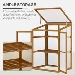 Outsunny Wooden Cold Frame Greenhouse Small Mini Planter Box, 30" L x 24" W x 44" H, Brown