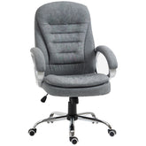 Vinsetto High Back Home Office Chair Executive Computer Chair with Adjustable Height, Upholstered Thick Padding Headrest and Armrest - Grey