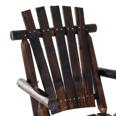 Outsunny Outdoor Wooden Rocking Chair, Single-Person Rustic Adirondack Rocker with Slatted Seat, High Backrest, Armrests for Patio, Garden and Porch, Brown