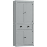 HOMCOM 72.5" Kitchen Cabinet, Pantry Storage Cabinet with Doors and Shelves, Freestanding Food Pantry Cabinet, Gray