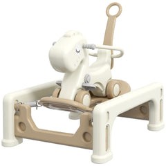 Qaba 5 in 1 Rocking Horse for Toddlers 1-3 Years with Detachable Balance Board, Push Handle, Footrest, Cream White