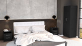 3 Piece Bedroom Set, London Armoire + 2 Leyva Nightstands, Black