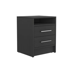 3 Piece Bedroom Set, London Armoire + 2 Leyva Nightstands, Black