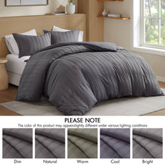 3-Piece King Woven Striped Duvet Set