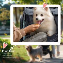 PawHut 3 Wheels Pet Stroller for Small Dogs and Medium Dogs with Adjustable Canopy, Safety Tether, Storage Basket, Gray