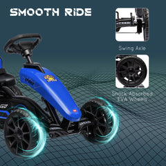 Aosom Kids Pedal Go Kart w/ Swing Axle, Shock-Absorbing Wheels, Blue