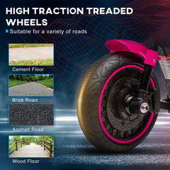 Aosom 6V Kids Motorcycle w/ Training Wheels, Single-Button Start, Pink