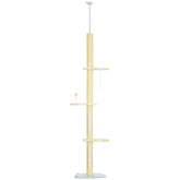 PawHut 4-Tier Floor to Ceiling Cat Tree Height Adjustable 87 -103 Inch