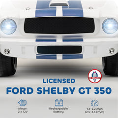 Qaba Licensed Ford Shelby GT 350 Kids Ride On Car with Remote Control, Adjustable Speed, MP3, Smooth Start, LED Lights, White