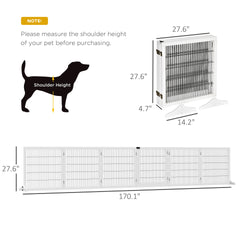 PawHut Wooden Pet Gate, 6-Panel Folding Dog Safety Barrier with Support Feet for Small & Medium Dogs, White