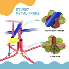 Outsunny Kids Seesaw Swivel Teeter Totter with 360° Spinning, 4 Seater Seesaw Outdoor Playground Equipment for Backyard, Boys and Girls Aged 3-8 Years Old