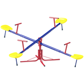 Outsunny Kids Seesaw Swivel Teeter Totter with 360° Spinning, 4 Seater Seesaw Outdoor Playground Equipment for Backyard, Boys and Girls Aged 3-8 Years Old