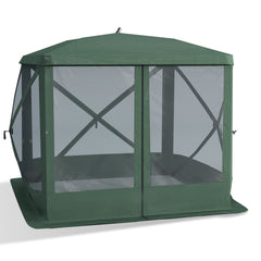 Outsunny Pop Up Camping Canopy Gazebo Screen Shelter Tent with Single Person Easy Set-Up, Ventilating Mesh, Portable Carry Bag for Outdoor Tenting Party Event, 7x7FT, Green