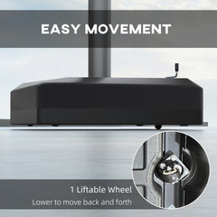Outsunny 330 lbs. Fillable Umbrella Base for 84D-110V02 Model Umbrella, Cantilever Umbrella Stand, Wheels, Adjustable Feet, Black