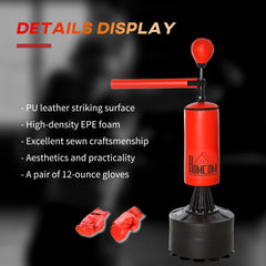 Soozier Boxing Bag, Freestanding Punching Bag with Speed Ball, Rotating Boxing Bar and Gloves, Weighted Base