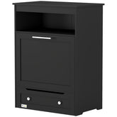 PawHut Pet Feeder Station Storage Cabinet, Dog Food Storage Container with Dog Raised Bowls, Watering Supplies, Black