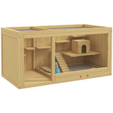 PawHut Extra Large Wooden Hamster Cage with Pull-out Tray, Seesaws, Ladder