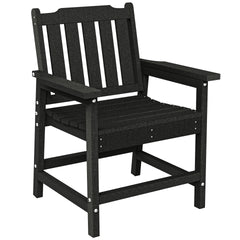 Outsunny All-Weather Patio Chair, HDPE Patio Dining Chair, Heavy Duty Wood-Like Outdoor Furniture for Garden, Backyard, Deck, Porch, Lawn, Black