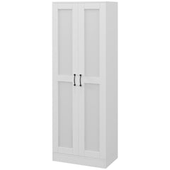 HOMCOM White Storage Cabinet with Adjustable Shelves and Tall Design, for Kitchen Storage , Perfect for Home Use and Family Organization