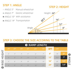HOMCOM 8' Foldable Handicap Ramp for Home, Steps, Doorways, Aluminum Portable Wheelchair Ramp, Textured Threshold Ramp, Silver