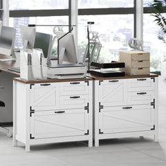 HOMCOM Lateral Filing Cabinet, Farmhouse File Cabinet with 4 Drawers, Fit Letter/A4/Legal Hanging Files, White