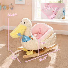 Qaba Baby Rocking Horse, Kids Ride on Pelican Rocking Horse for Toddlers 18–36 Months with Realistic Duck Sound, White