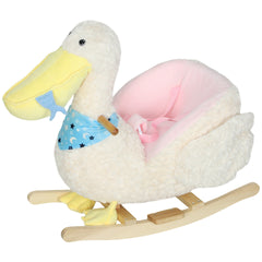Qaba Baby Rocking Horse, Kids Ride on Pelican Rocking Horse for Toddlers 18–36 Months with Realistic Duck Sound, White