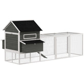 PawHut 137" Wooden Chicken Coop for 4-6 Chickens, Backyard, Dark Gray