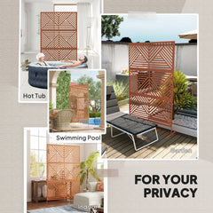 Outsunny Decorative Privacy Fence Screen, Metal Outdoor Privacy Screen Climbing Plant Trellis with Stand, Rhombus Brown