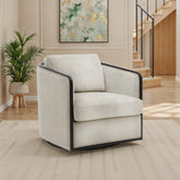 Contemporary Style 1pc Swivel Chair High Density Foam 360 Degree Swivel Chair Seat Cushion And Back Pillow Taupe Finish Primary Living Room