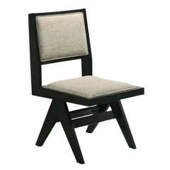 Contemporary 5pc Black Dining Set Gray Upholstery Table w 4x Side Chairs 59" Round Dining Table