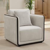 Contemporary Style 1pc Chair High Density Foam Black Legs Seat Cushion And Back Pillow Taupe Finish Primary Living Room