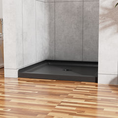 Goodyo 36"x36" Shower Base 3.5" Height Anti-slip Acrylic Center Drain Single Threshold Shower Base in Slate Black