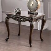 Traditional Style End Table Solid Wood Structure Curved Legs With Carved Detail Design Java Finish