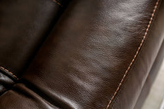 Transitional Style Power Recliner Wall Hunger Design Harwood Frame Fully Upholstered Pillow Top Arms Brown Finish Primary Living Room