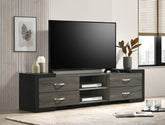 1pc TV Stand Contemporary Open Shelves Brushed Metal Handles Entertainment Console Wooden Living Room Furniture