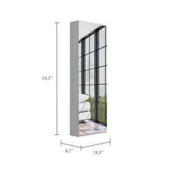 Leto Wall Mounted Shoe Rack With Mirror, Single Door, Capacity For Ten Shoes -White
